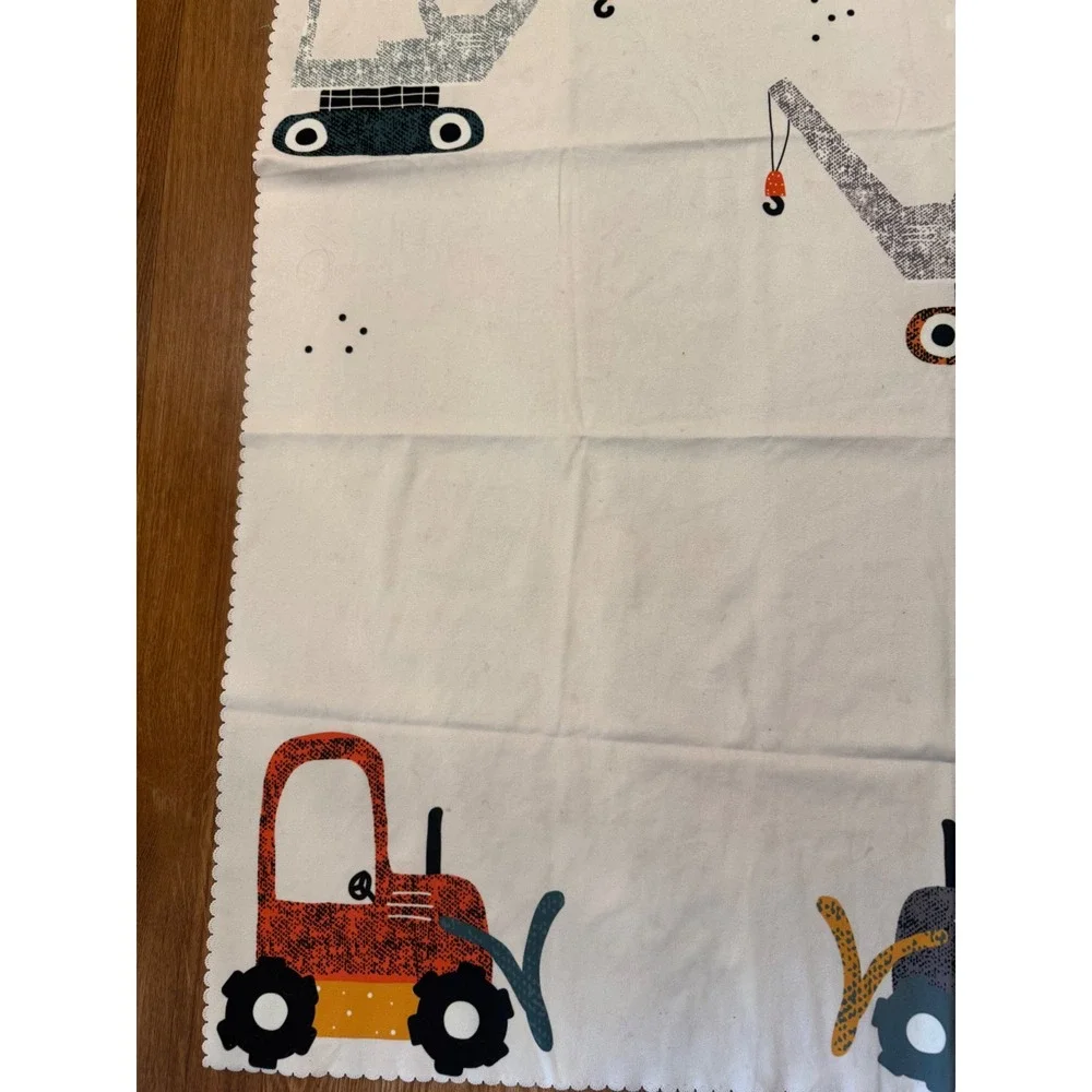 Unbranded Milestone Mat Kids OS White Construction Truck Scalloped Edge Blanket